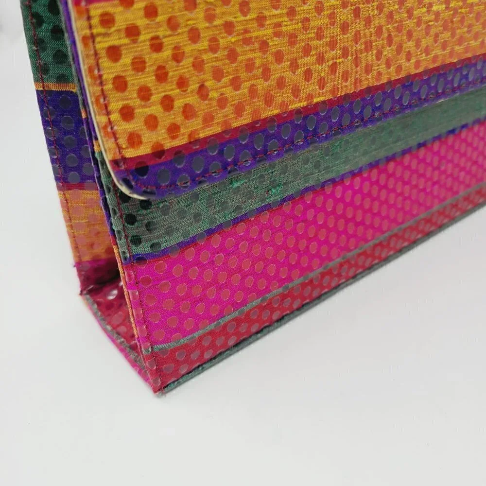 Timothy Hitsman | Vintage Multicolor Large Striped Rectangular Shaped Clutch Bag